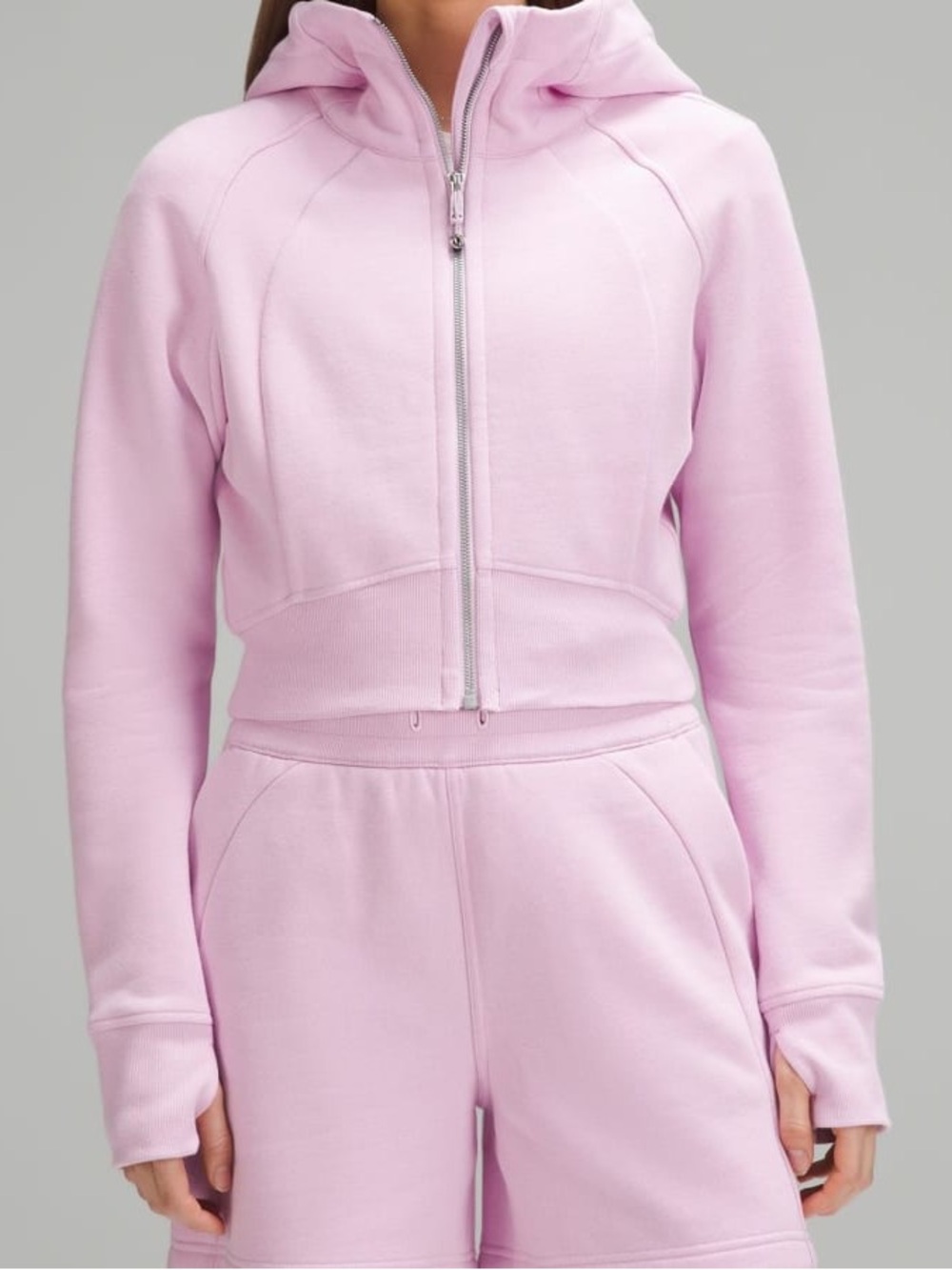 LULULEMON Meadowsweet Pink Cropped Scuba Full Zip Hoodie Size 4